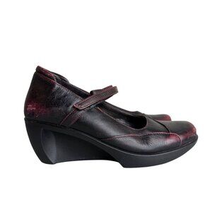 Naot Wedge Pump Burgundy Leather Mary Jane Shoes 38